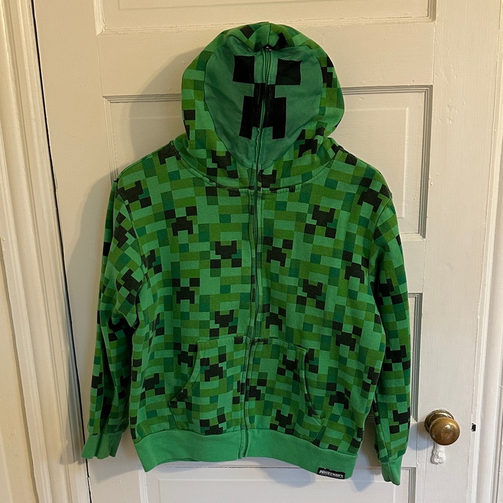 Minecraft Creeper Green Pixelated Kids Hoodie